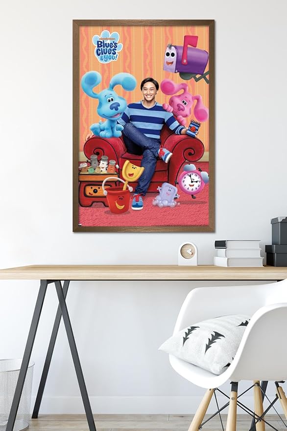 Nickelodeon Blue's Clues - Group Wall Poster, 34L" x 22.4W", Bronze Framed Version