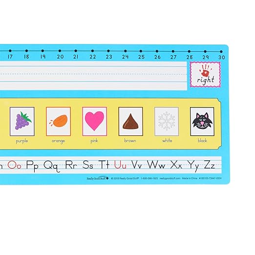 Really Good Stuff Zaner-Bloser 100-Grid with Number Line Self-Adhesive Deluxe Plastic Desktop Helpers - Set of 24, Student Desk Name Tags, Durable, Easy-to-Use, and Functional