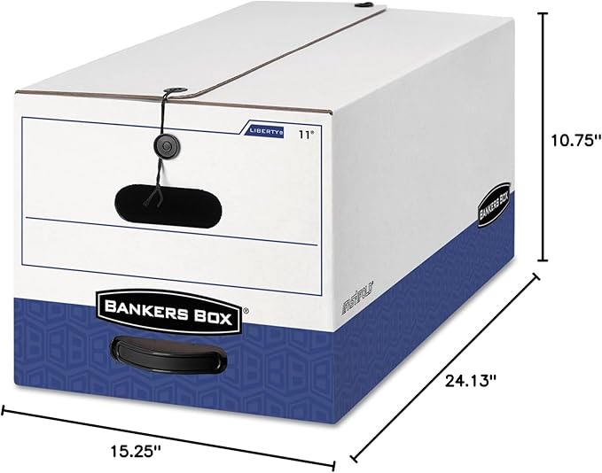 Bankers Box 12-Pack Heavy-Duty String & Button File Storage Box, FastFold Assembly, Legal, STOR,(00012)