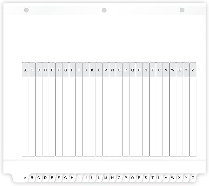 Avery A-Z 26 Tab Dividers for 3 Ring Binders, Customizable Table of Contents, Classic White Tabs, 1 Set (11828)