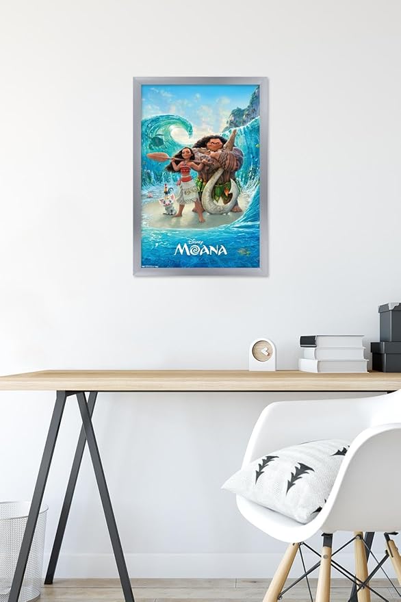 Disney Moana - Ocean Floor Wall Poster, 22.4L" x 14.7W", Silver Framed Version