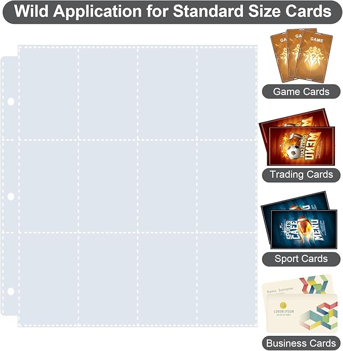 1200 Pockets Trading Card Binder, PU Cover Zipper Card Collection Album, Sturdy Card Folder Holder for MTG, TCG, Game Cards, Sports Cards