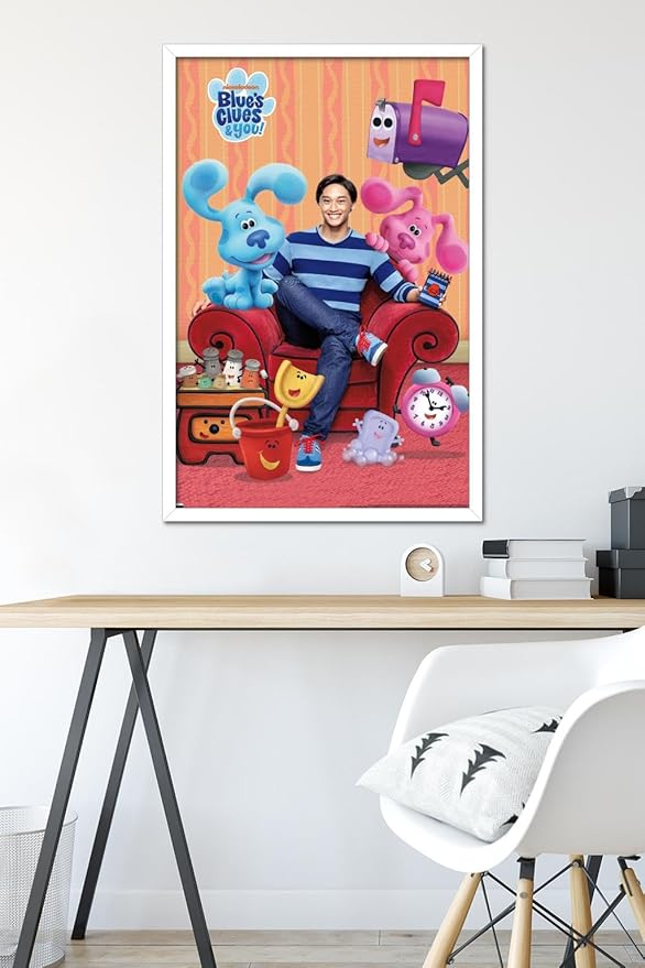 Nickelodeon Blue's Clues - Group Wall Poster, 34L" x 22.4W", White Framed Version