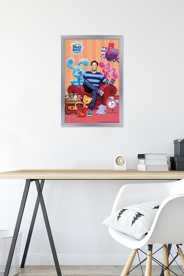 Nickelodeon Blue's Clues - Group Wall Poster, 22.4L" x 14.7W", Silver Framed Version