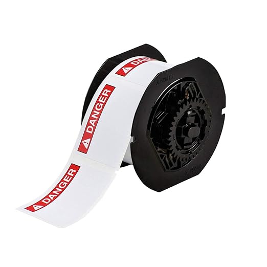 Brady B30-241-595-ANSIDA 2.25" Height x 3" Width, B-595 Indoor/Outdoor Vinyl, White/Red BBP31 Pre-Printed Pre-Cut Labels Tape with Sign Headers, 300 per Roll
