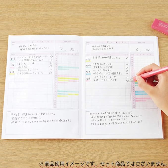 Kokuyo Campus Study Planner Notebook, Daily Ruled, A5, Light Pink, for 63 Days, Japan Import (NO-Y82MD-LP)