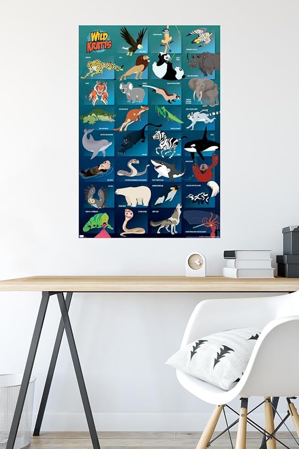Wild Kratts - Grid Wall Poster, 34L" x 22.4W", Premium Poster & Mount Bundle