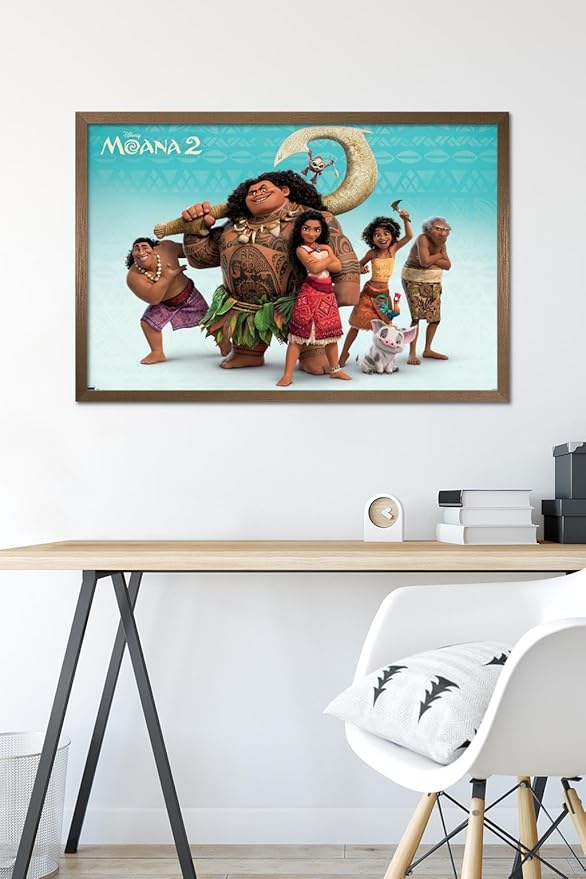 Disney Moana 2 - Group Wall Poster, 34L" x 22.4W", Bronze Framed Version