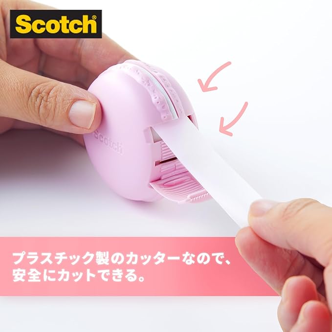 3M MCR-GR Scotch Mending Tape, Macaron Shape, Tape Dispenser, Green, 0.7 in x 98.4 ft (18 mm x 30 m)