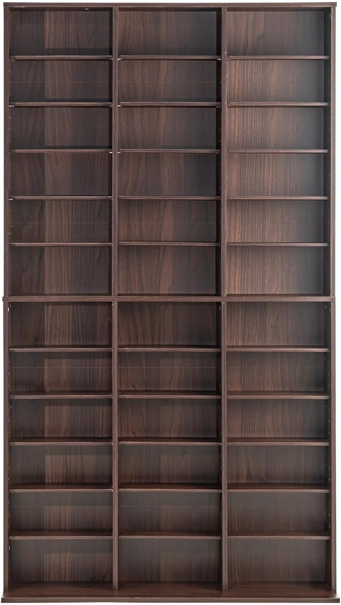 VEVOR Media Storage Cabinet, Adjustable DVD Cabinet, CD Storage, Protects & Organizes Music, Movie, Video Games or Memorabilia Collections-Espresso