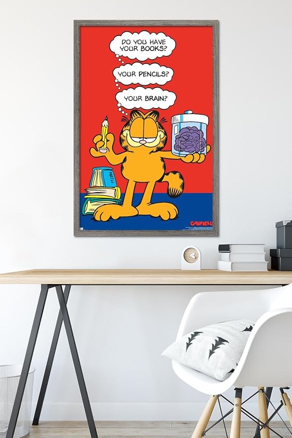 Garfield - Brain Wall Poster, 34L" x 22.4W", Barnwood Framed Version