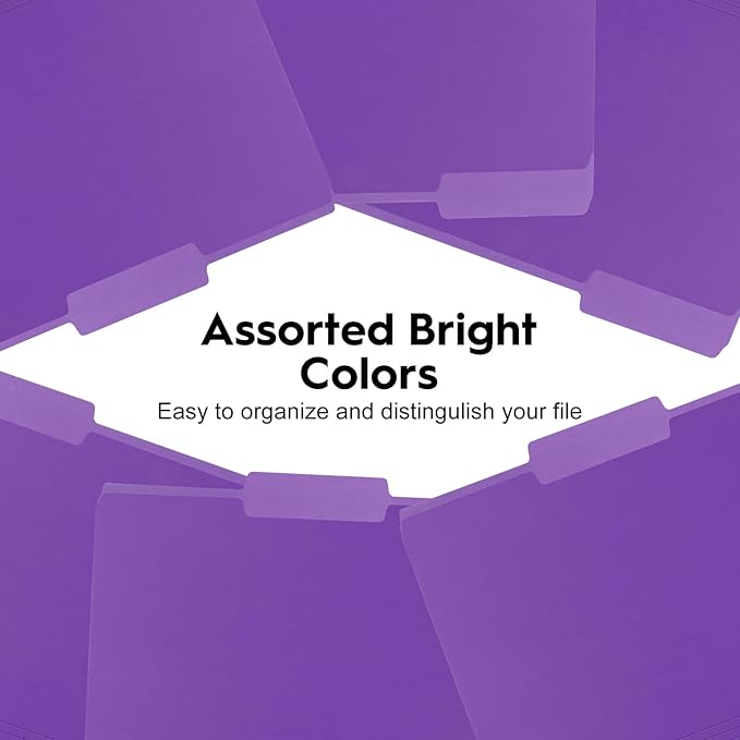 100-Pack Color File Folders, 1/3 Cut Tab, Letter Size Manilla Folder for School/Office/Classroom, Purple