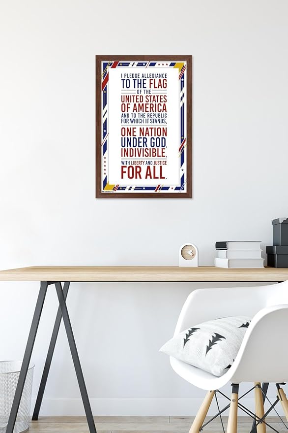 Trends International The United States Of America - Pledge Of Allegiance Wall Poster, 14.725" x 22.375", Mahogany Framed Version