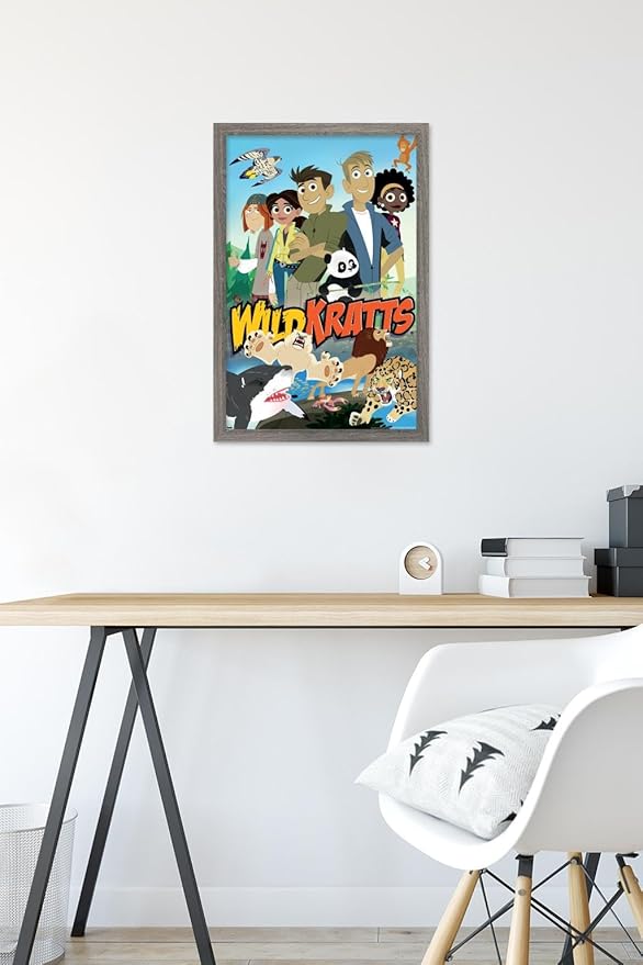 Wild Kratts - Group Wall Poster, 22.4L" x 14.7W", Barnwood Framed Version