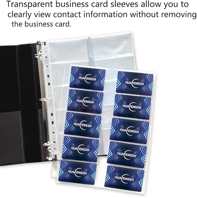 800 Pockets Ultra-Clear Business Card Holder Sleeves Binder Each Sleeve Holds 20 2x3.5” Namecards for 2/3/4 Ring Binder, Double Sided 10 Pocket Credit Card Pages(40 Pack )