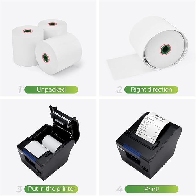 MUNBYN Thermal Paper 3 1/8 x 230ft, 5 Rolls Receipt Paper Work for Star Micronics TSP100 TSP143 Epson 80mm Receipt Printer Square POS Register Credit Card Terminals, Pos Register Paper BPA Free