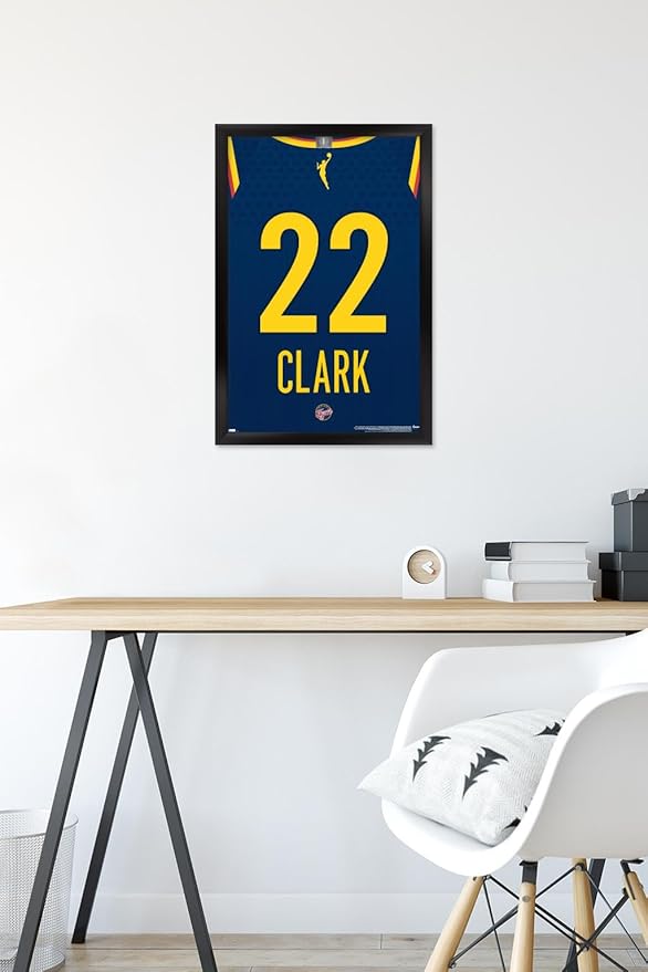 WNBA Indiana Fever - Caitlin Clark Jersey Wall Poster, 22.4L" x 14.7W", Black Framed Version