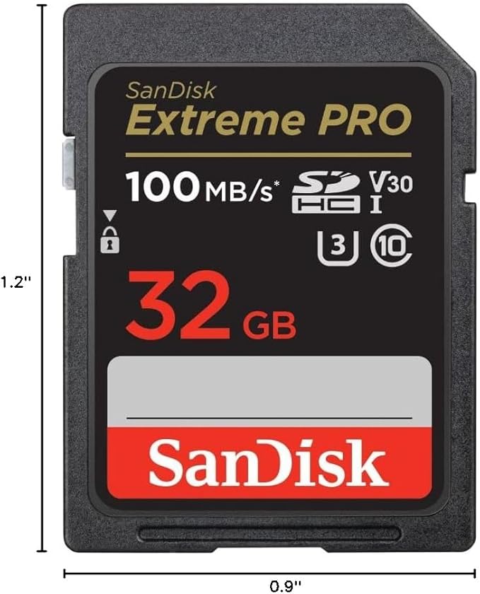SanDisk 32GB Extreme PRO SDHC UHS-I Memory Card - C10, U3, V30, 4K UHD, SD Card - SDSDXXO-032G-GN4IN