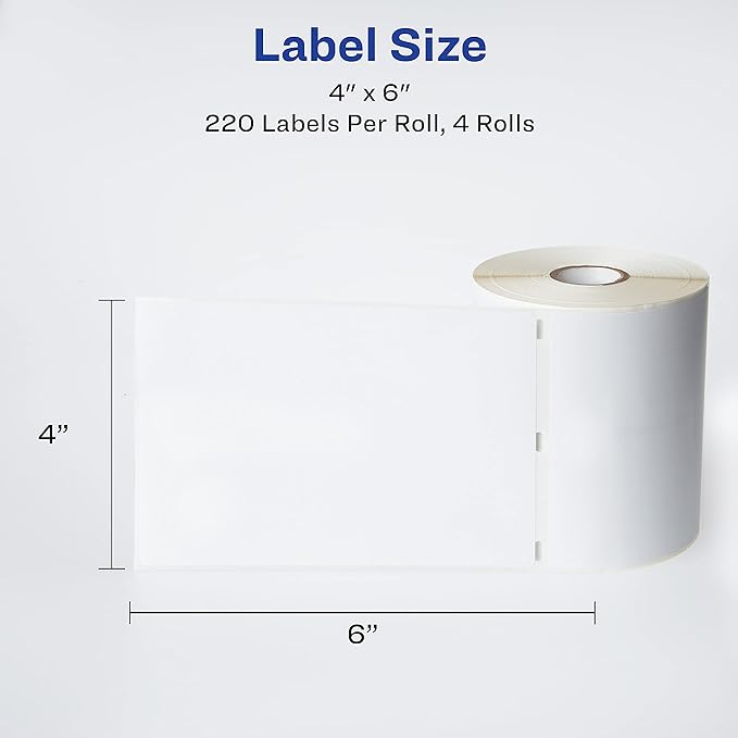 Avery 4157 Thermal Printer Labels, 4-Inch x6-Inch, 220/RL, 4 RL/BX, WE