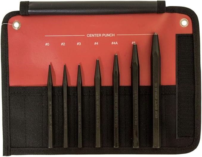 Mayhew Tools 60007 Center Punch, 7-Piece Set, Black Oxide Finish