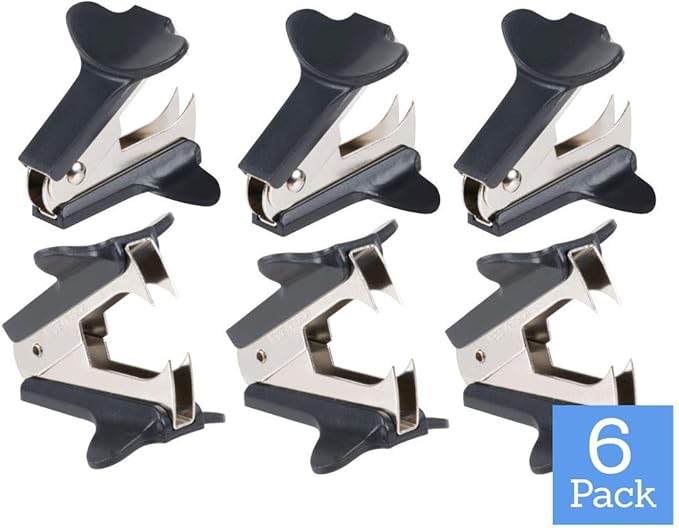 1InTheOffice Staple Remover, Claw Staple Remover, Staple Remover Tool, Black, 6 Pack