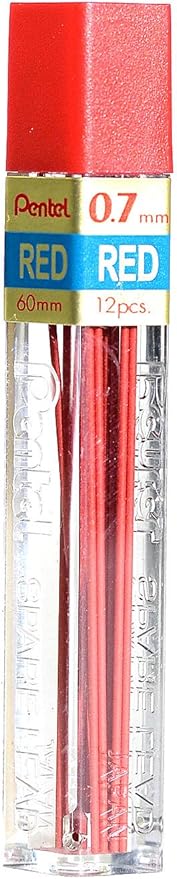 2 Tubes PENTEL Super Hi-Polymer Lead 0.7 mm RED