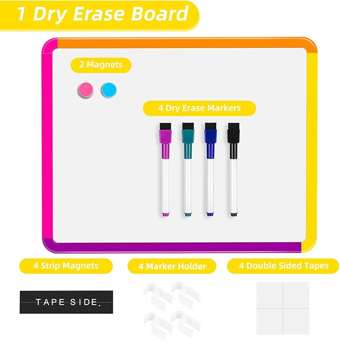 VUSIGN Small White Board Dry Erase, 11''x14'' Magnetic Dry Erase Board, Mini Whiteboard with Markers for Fridge, Wall, Locker