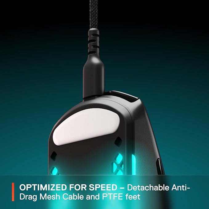 SteelSeries Aerox 3 - Holey RGB Gaming Mouse - Ultra-lightweight Water Resistant Design - 8,500 DPI TrueMove Core Optical Sensor - Onyx
