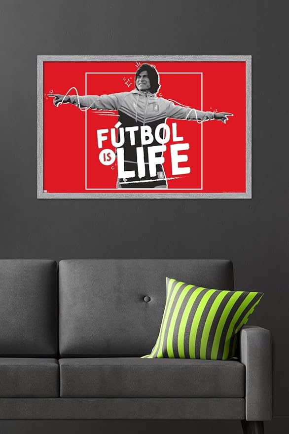 Ted Lasso - Futbol is Life Wall Poster, 34L" x 22.4W", Gray Framed Version