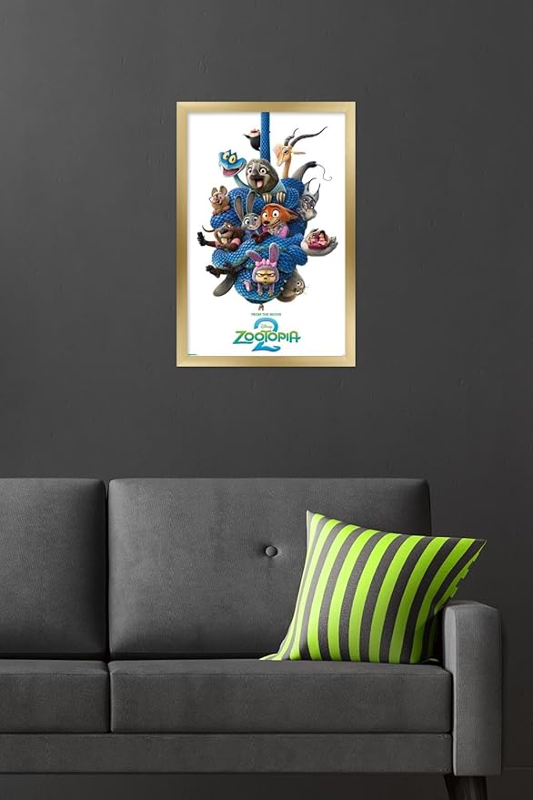 Disney Zootopia 2 (2025) - Group One Sheet Wall Poster, 22.4L" x 14.7W", Gold Framed Version
