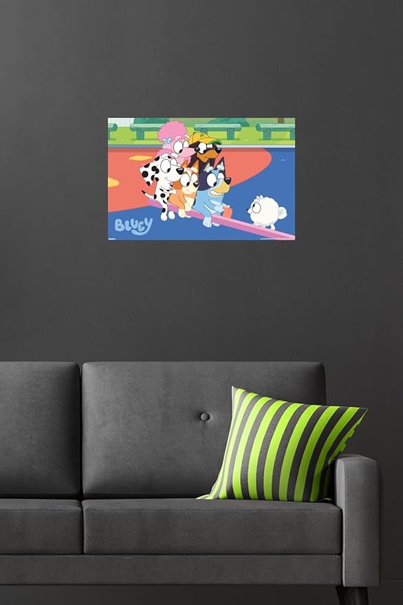 Bluey (2018) - Bluey and Friends See Saw Fun Wall Poster, 22.4L" x 14.7W", Premium Poster & Mount Bundle