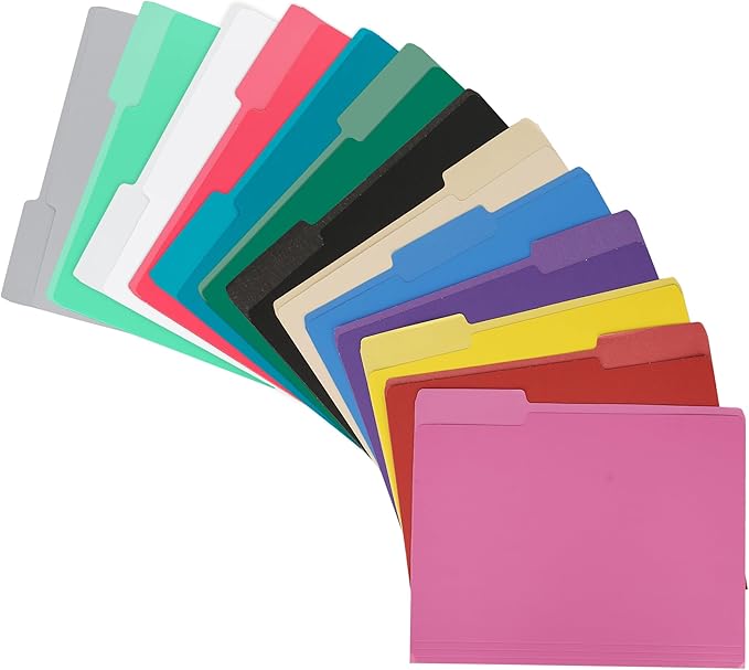 Pink File Folders 8.5x11 Inch,1/3 Cut Tab Colored File Folders Letter Size,School Business Office Folders for Document-18 Pack
