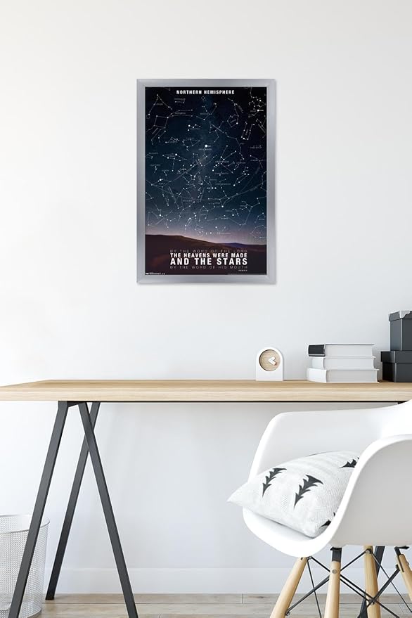 The Stars Wall Poster, 22.4L" x 14.7W", Silver Framed Version