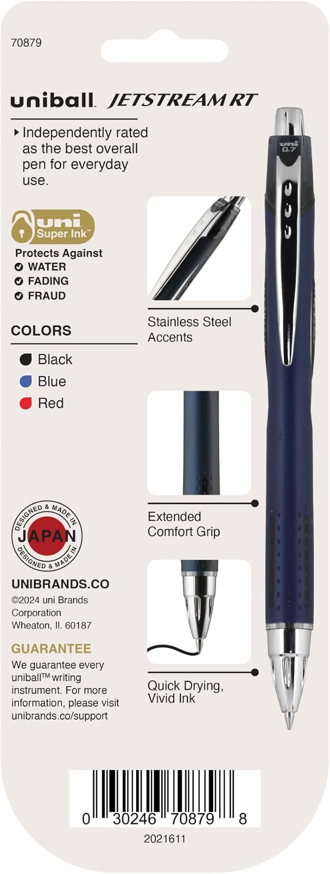 Uniball 70879 Uni-Ball Jetstream Fine Point 0.7 Mm Piece Of 3, Assorted
