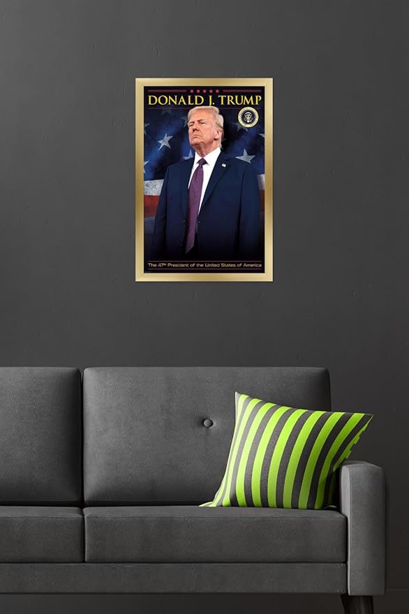 President Donald Trump - 47th President Wall Poster, 22.4L" x 14.7W", Gold Framed Version