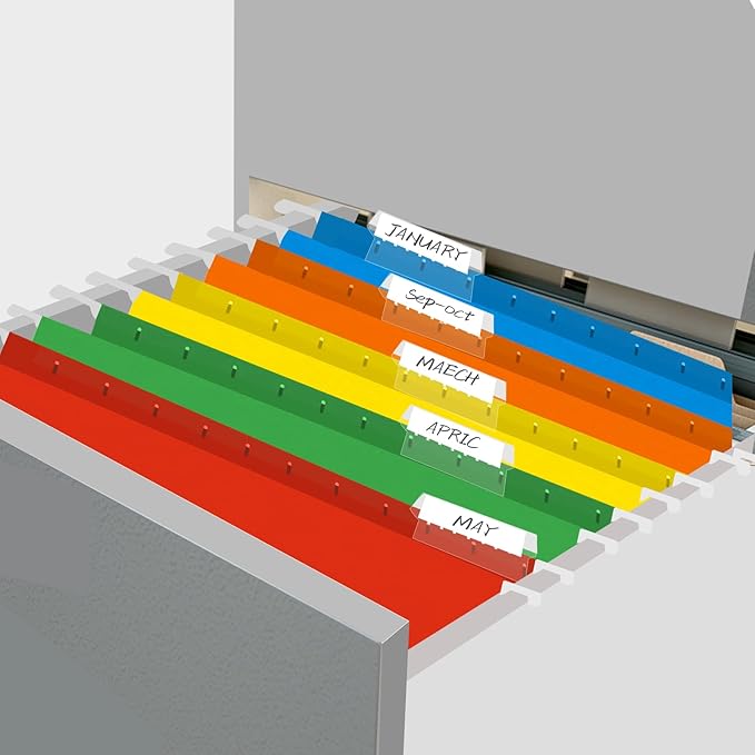 HERKKA Hanging File Folders, 60 Pack Reinforced Letter Size Hanging Folders with Heavy Duty 0 Inch Expansion, Designed for Bulky Files, Medical Charts, 1/5-Cut Adjustable Tabs, 12 Assorted Colors