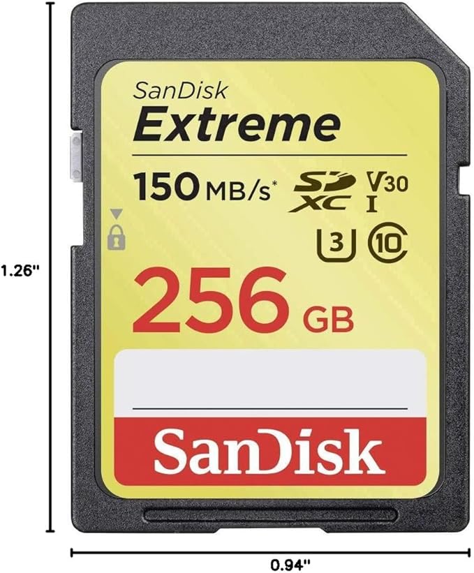 SanDisk 256GB Extreme SDXC UHS-I Memory Card - 150MB/s, C10, U3, V30, 4K UHD, SD Card - SDSDXV5-256G-GNCIN
