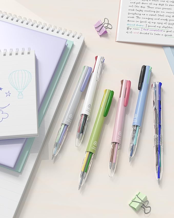 Four Candies 6 PCS Multicolor Pen, 0.5mm Colored Gel Pens, 4-in-1 Multicolor Gel Ink Pens, 18 Colors Retractable Ink for Office, School & Back to School Supplies & Nurse Accessories for Work