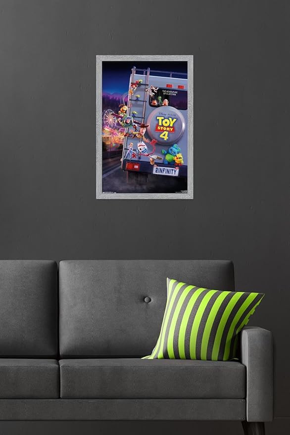Trends International Disney Pixar Toy Story 4 - Final One Sheet Wall Poster, 22.4L x 14.7W, Gray Framed Version