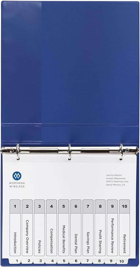 Avery Dividers for 3 Ring Binders, 10 Tabs per Set, Customizable Table of Contents, Classic White Tabs, Great for Organizing Reports, Projects, and More (11134)