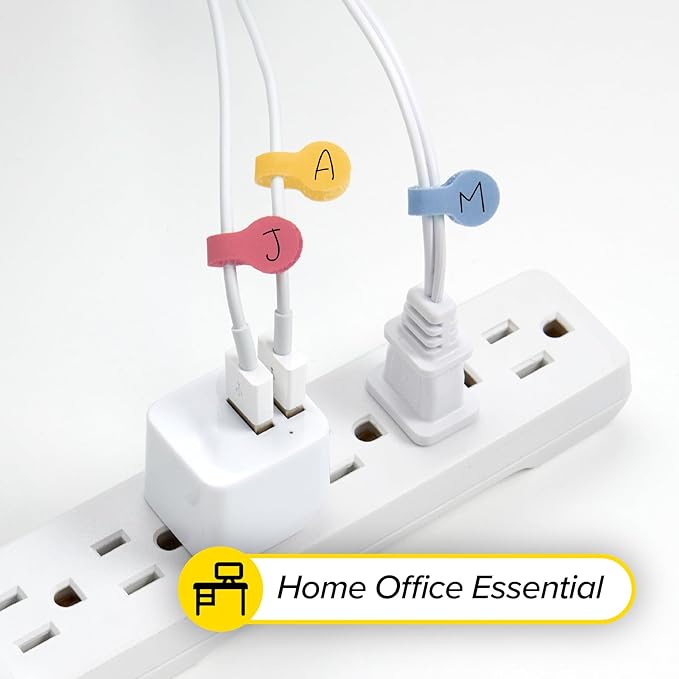 Wrap-It Storage Cable Labels - Mini, Macaron (60 Pack) - Colorful Charger & Wire Labeler for Cord Organization