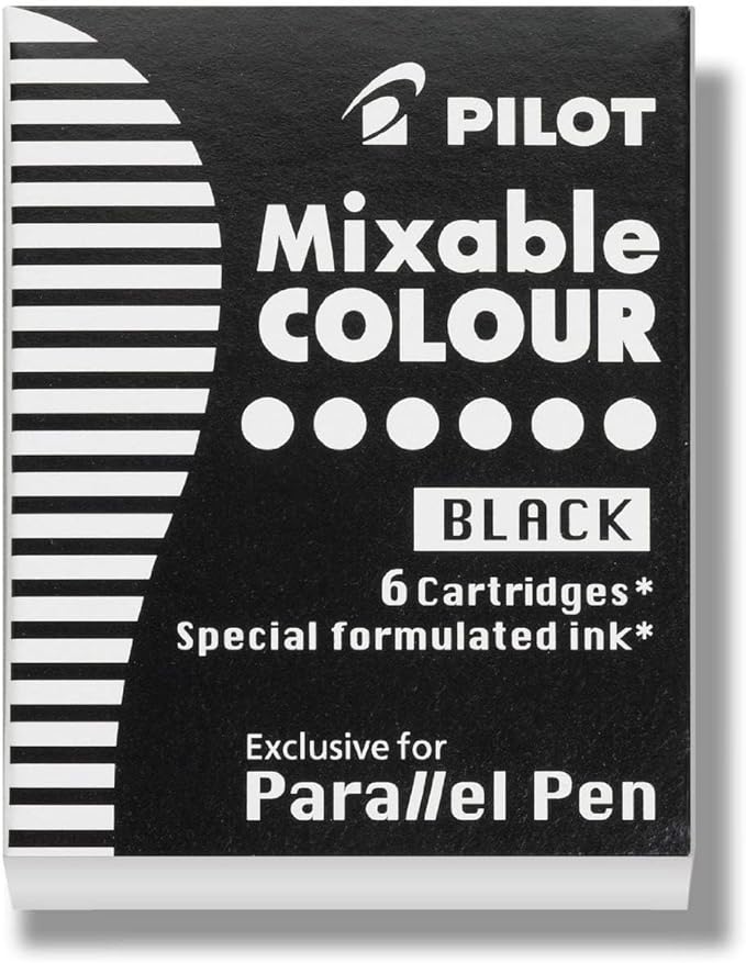 PILOT Parallel Pen 2-Color Calligraphy Pen Set with Black and Assorted Colors Ink Refills, 2.4 mm Nib, 20 Refills Total