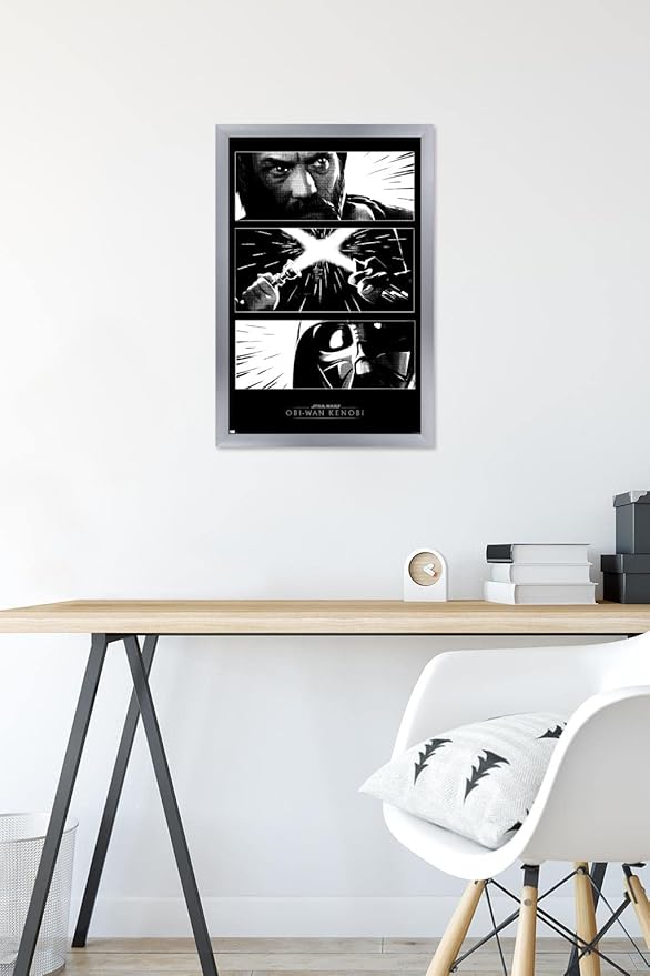 Trends International Star Wars: Obi-Wan Kenobi - Panels Wall Poster, 14.725" x 22.375", Silver Framed Version