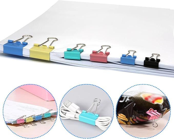 Paper Clips Binder Clips Set, Paperclips Large Medium and Small, 320PCS Colored Paper Clips and Binder Clips Assorted Sizes for Home Office School Document Organizing