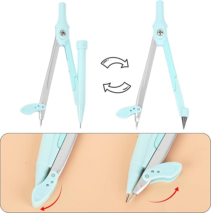 LABANCA 8 Pcs Compass Set with Protractor Rulers Pencil for Math Geometry (08373 Blue)