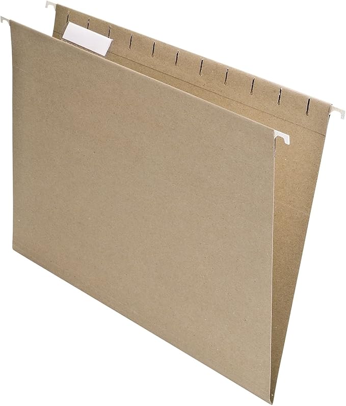 EarthWise by Pendaflex 100% Recycled Hanging Folders, Letter Size, 1/5 Cut, Natural, 25 per Box (74542)
