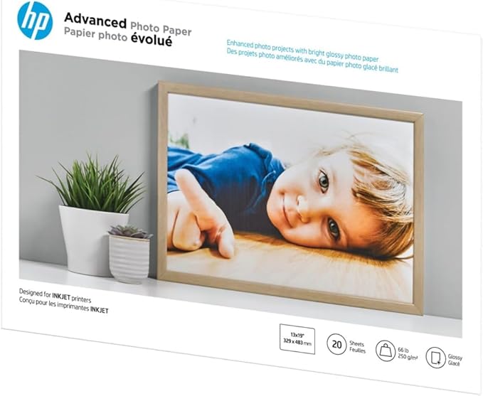 HP Advanced Photo Paper, Glossy, 13x19 in, 20 sheets (CR696A)
