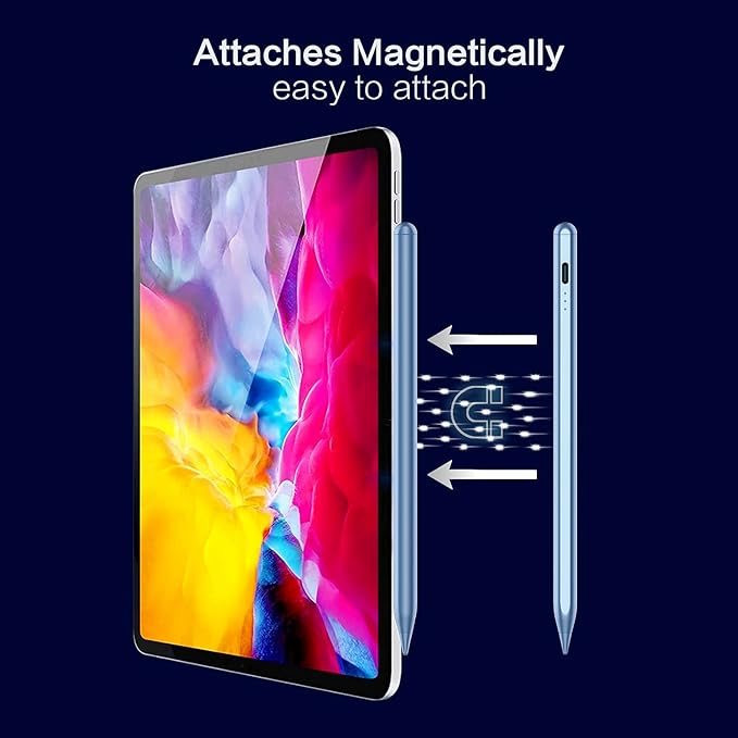 Stylus Pen for iPad 6th-11th Generation, 10 Mins Fast Charge Apple Pencil Compatible with 2018-2025 iPads Pencil, Apple Pen for iPad Pro 11"/12.9"/M4, Air 3/4/5/M2/M3, Mini 5/6 Gen, Blue
