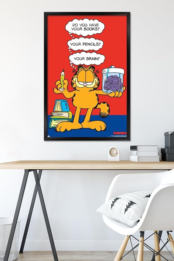 Garfield - Brain Wall Poster, 34L" x 22.4W", Black Framed Version