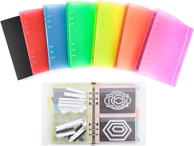 BAOFALI 3Pcs/Set A5 6 Ring Binder Cover Clean Transparent Soft PVC for Refillable Notebook Shell withMatte surfaceforStamp & Die Storage (Orange Color)